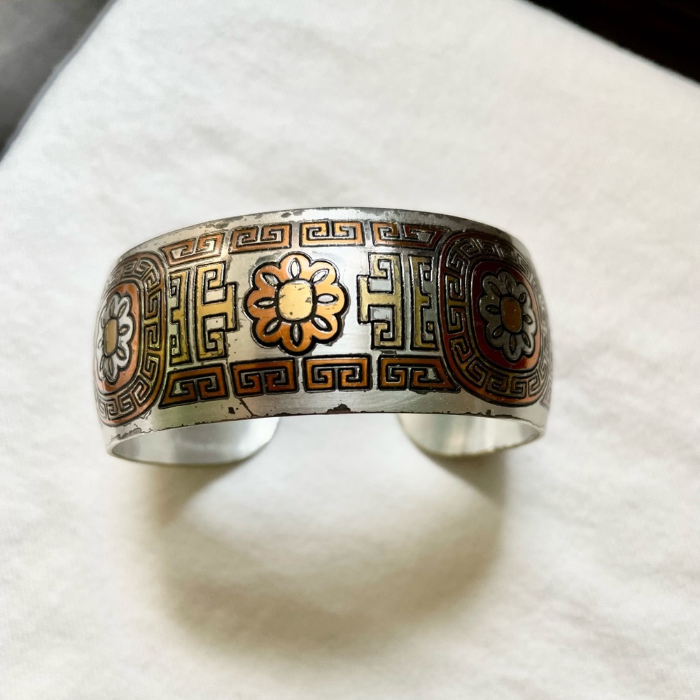 Rare Vintage Reed & Barton Damascene Cuff and Pin/Pendant Set - Picture 2 of 8